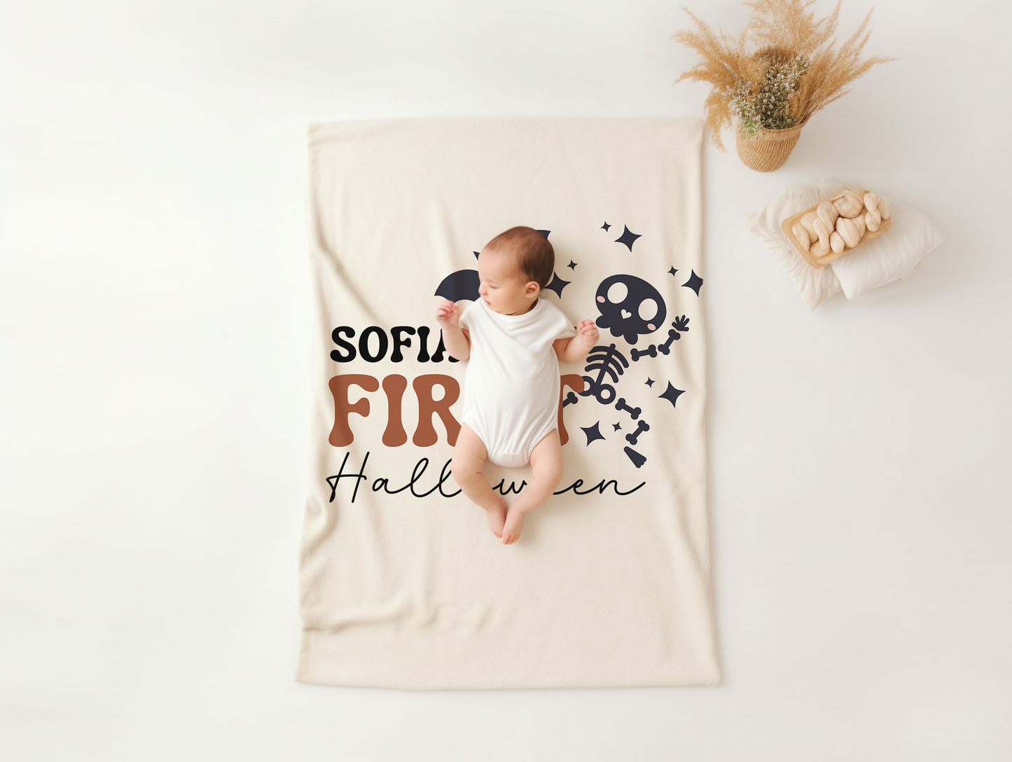 Boho Retro Halloween Baby Blanket