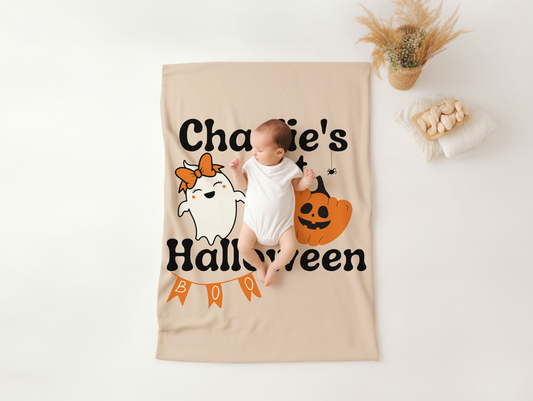 Haunted Retro Halloween Baby Blanket