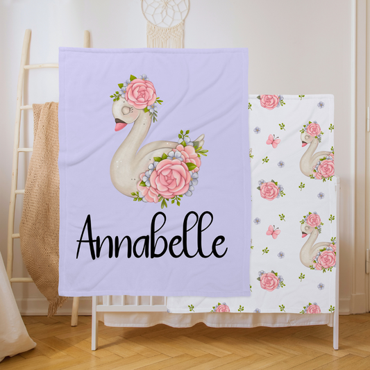 Personalized Swan Baby Blanket