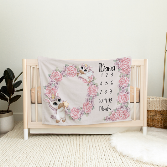 Unicorn Baby Milestone Blanket