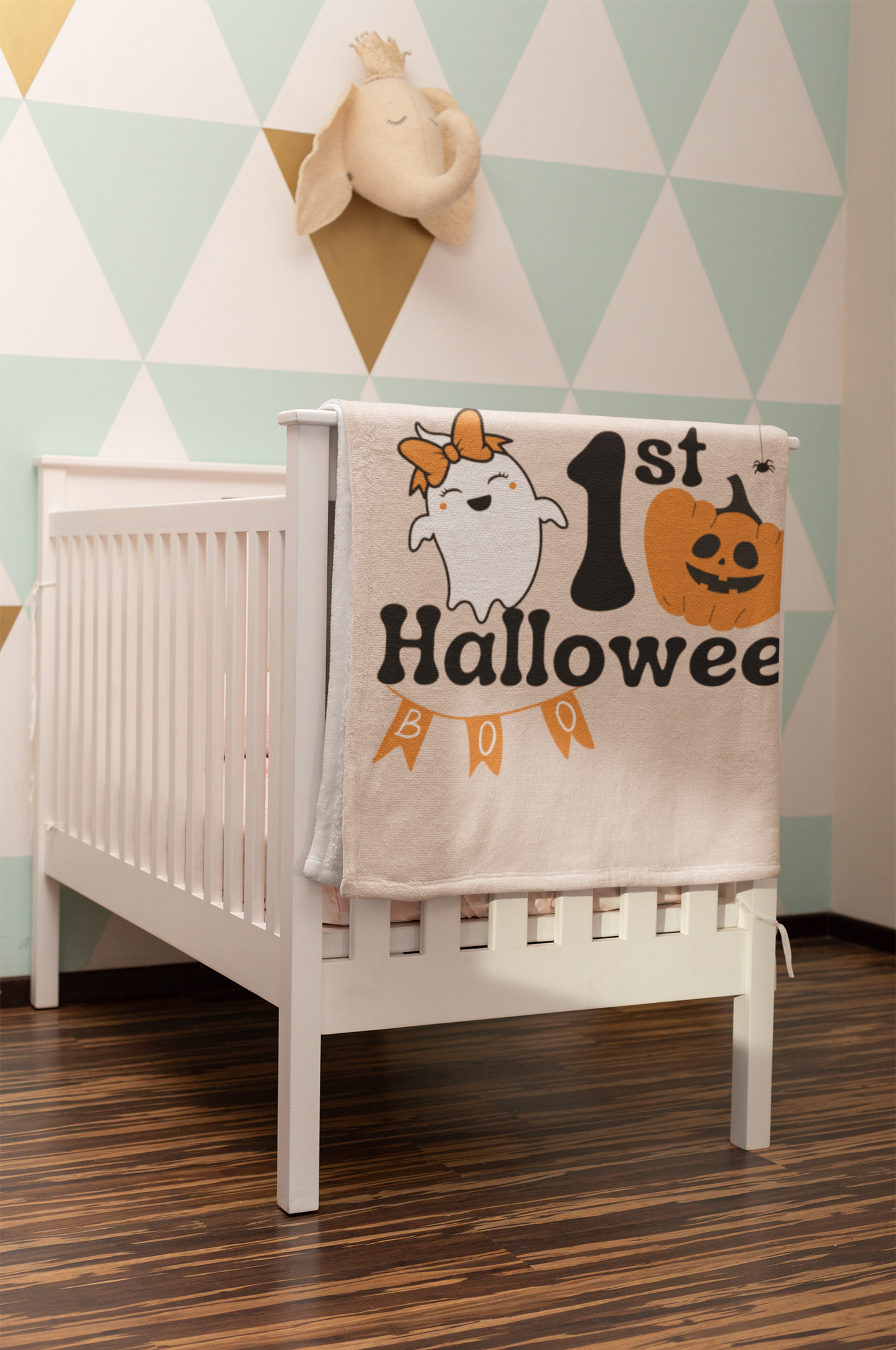 Haunted Retro Halloween Baby Blanket
